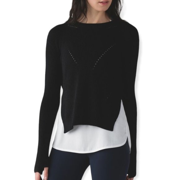 lululemon athletica Sweaters - Lululemon Black Merino Wool Seva Sweater Black SZ medium